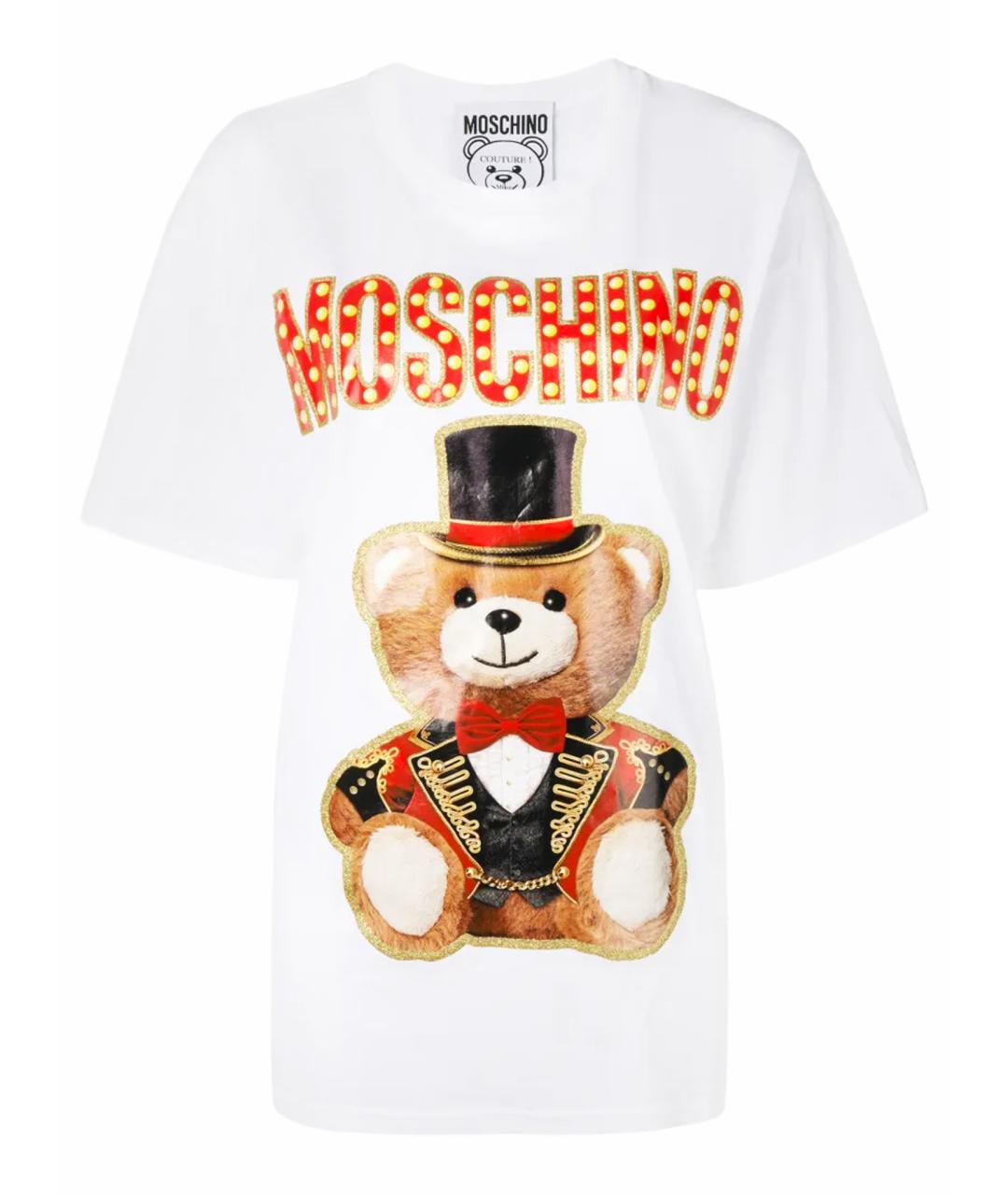 MOSCHINO Белая хлопко-эластановая футболка, фото 1