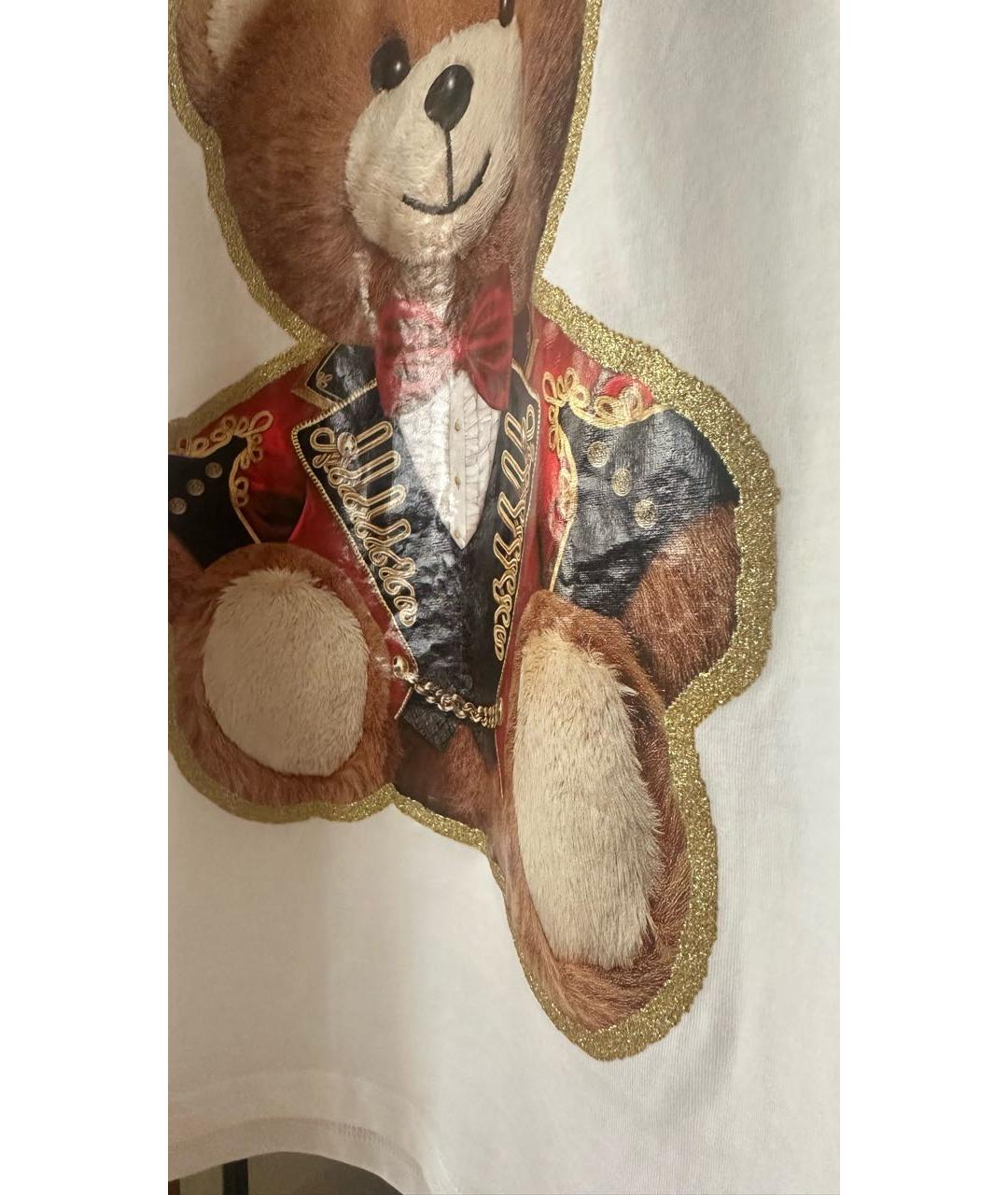 MOSCHINO Белая хлопко-эластановая футболка, фото 7