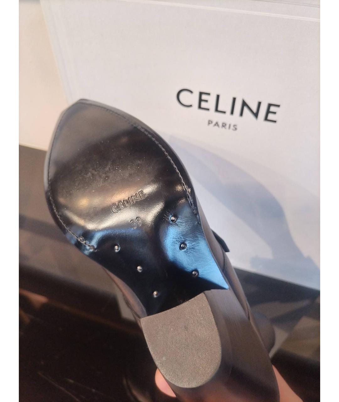 CELINE Черные кожаные полусапоги, фото 7