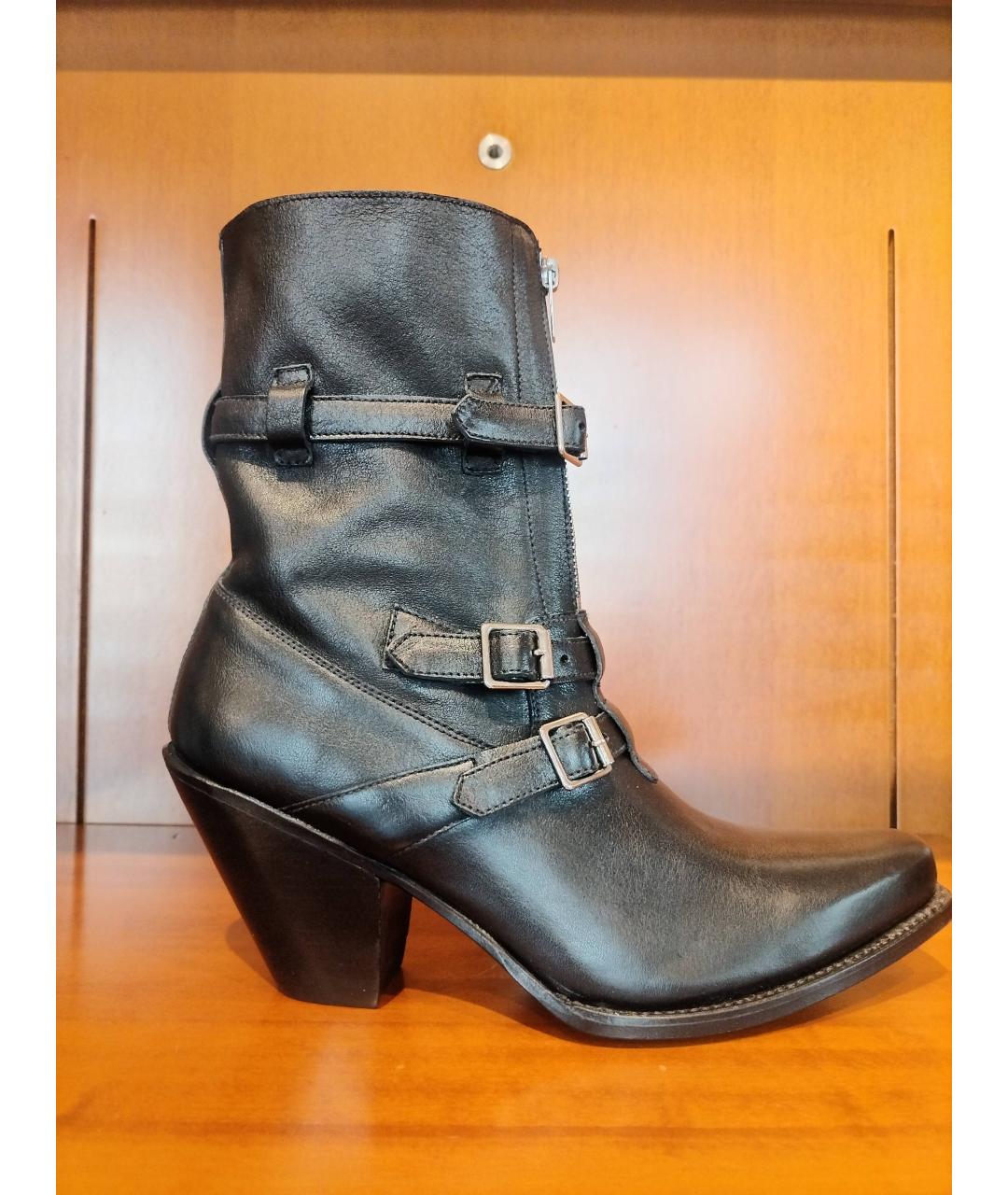 CELINE Черные кожаные полусапоги, фото 8
