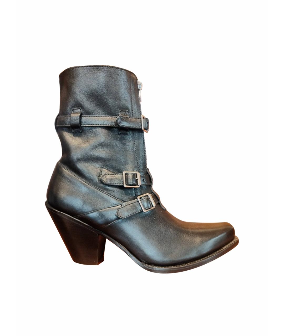 CELINE Черные кожаные полусапоги, фото 9