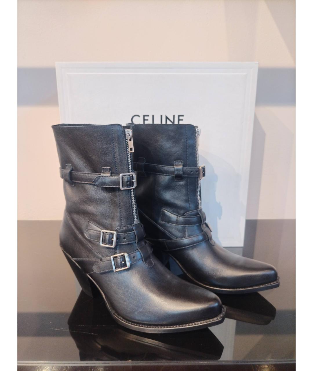 CELINE Черные кожаные полусапоги, фото 5