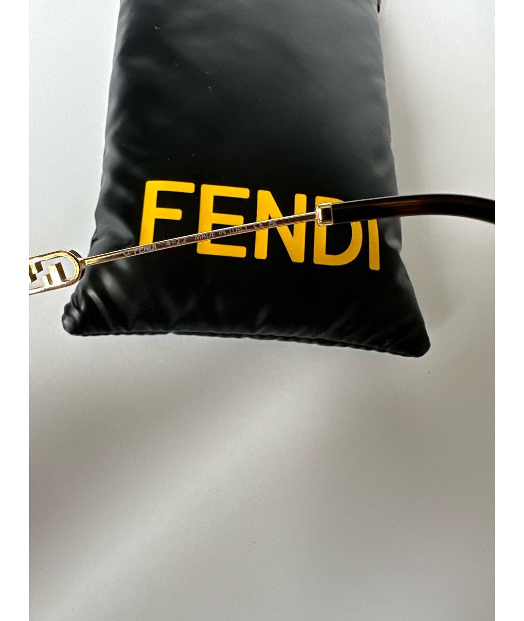 FENDI Коричневые металлические солнцезащитные очки, фото 7