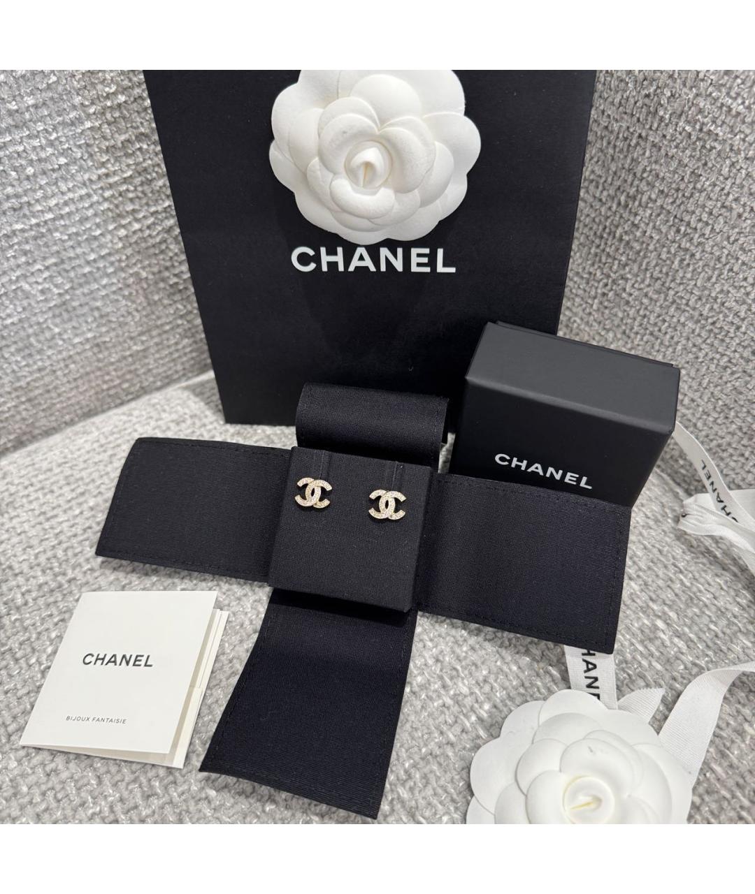 CHANEL Золотые металлические серьги, фото 3