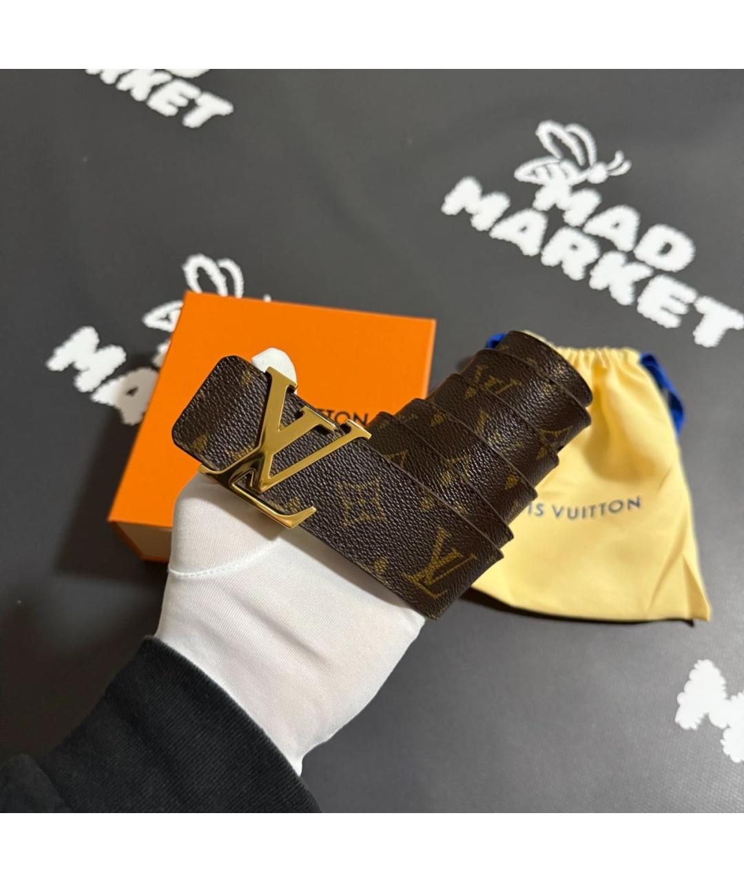 LOUIS VUITTON Коричневый кожаный ремень, фото 6