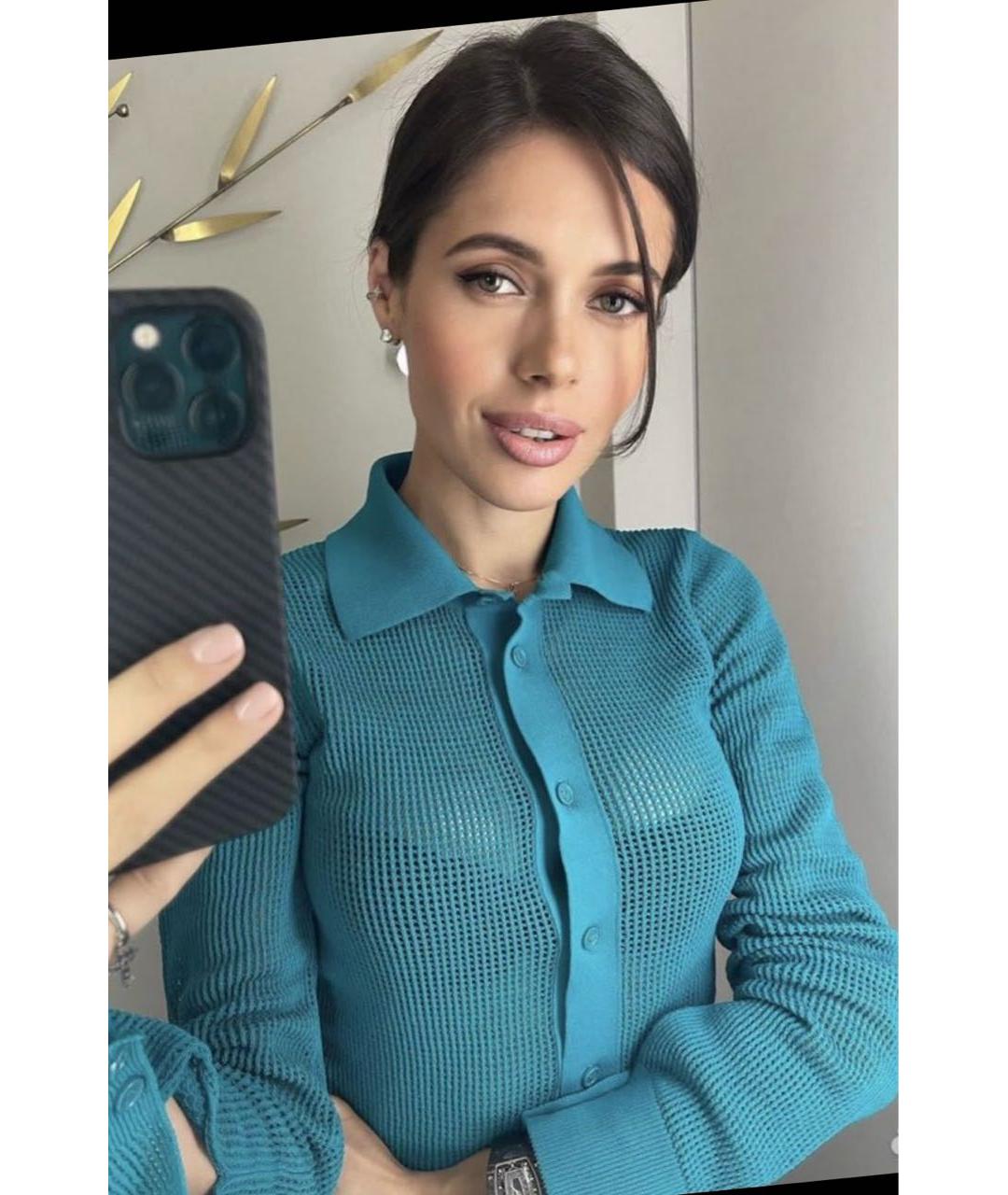 BOTTEGA VENETA Бирюзовый полиамидовый кардиган, фото 6