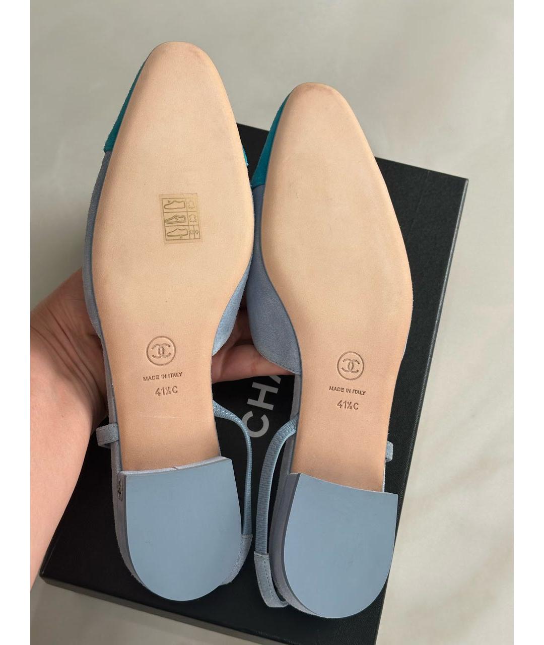 CHANEL Голубые замшевые туфли, фото 4