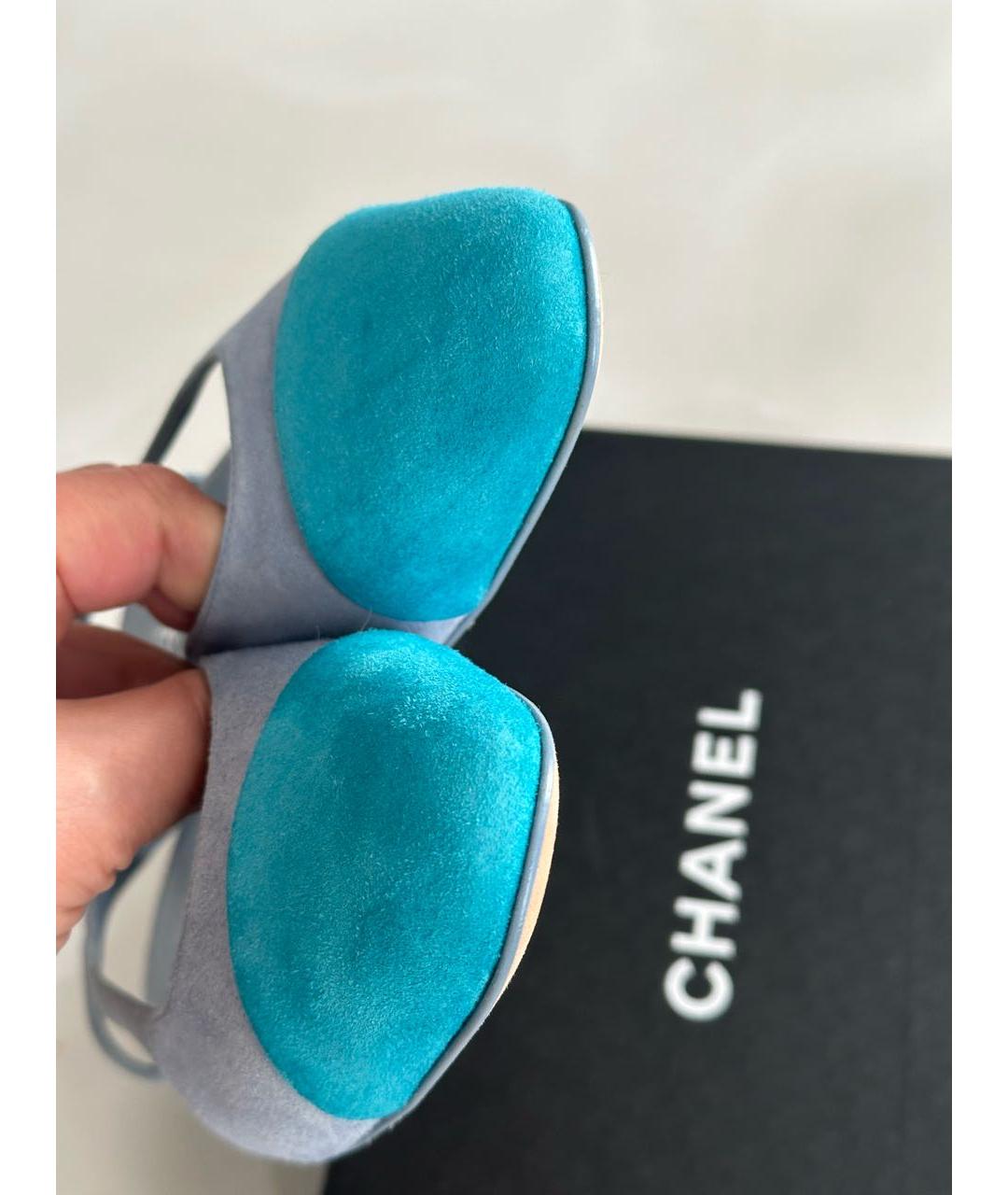 CHANEL Голубые замшевые туфли, фото 5