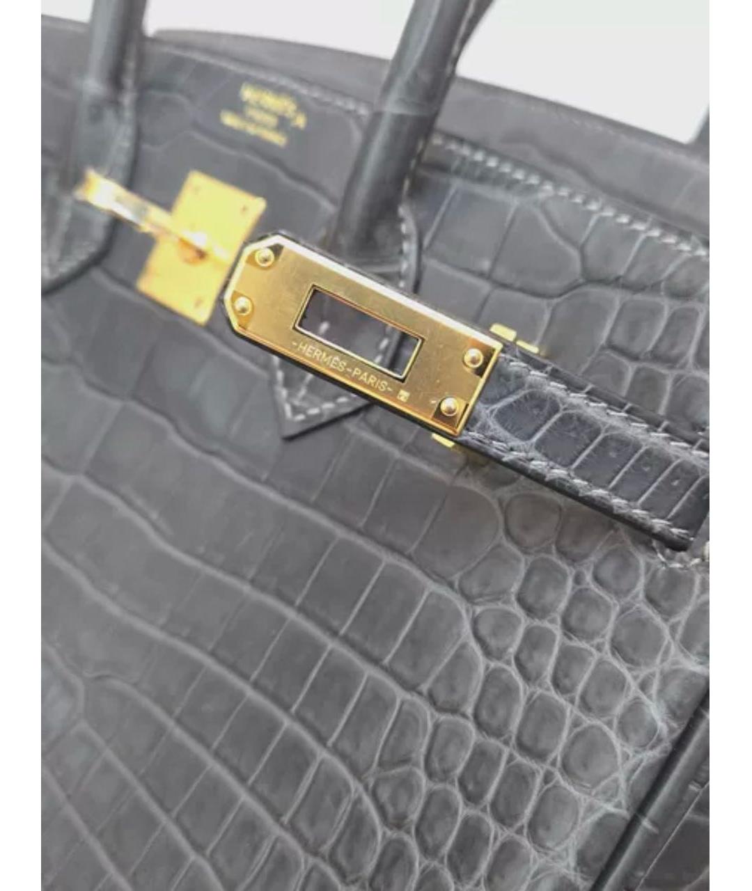 HERMES Черная сумка с короткими ручками из экзотической кожи, фото 6