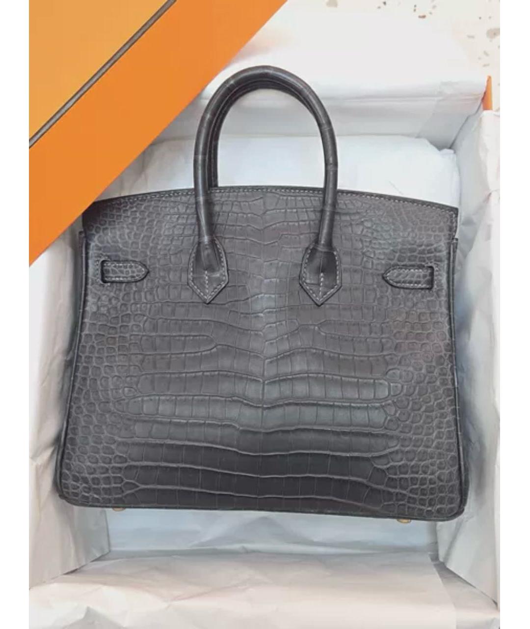 HERMES Черная сумка с короткими ручками из экзотической кожи, фото 2