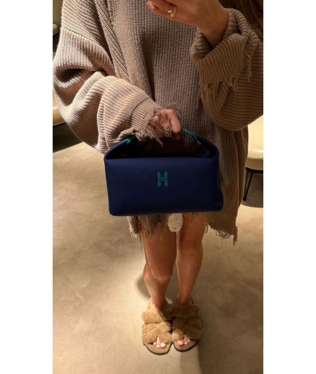 HERMES Темно-синяя косметичка, фото 3