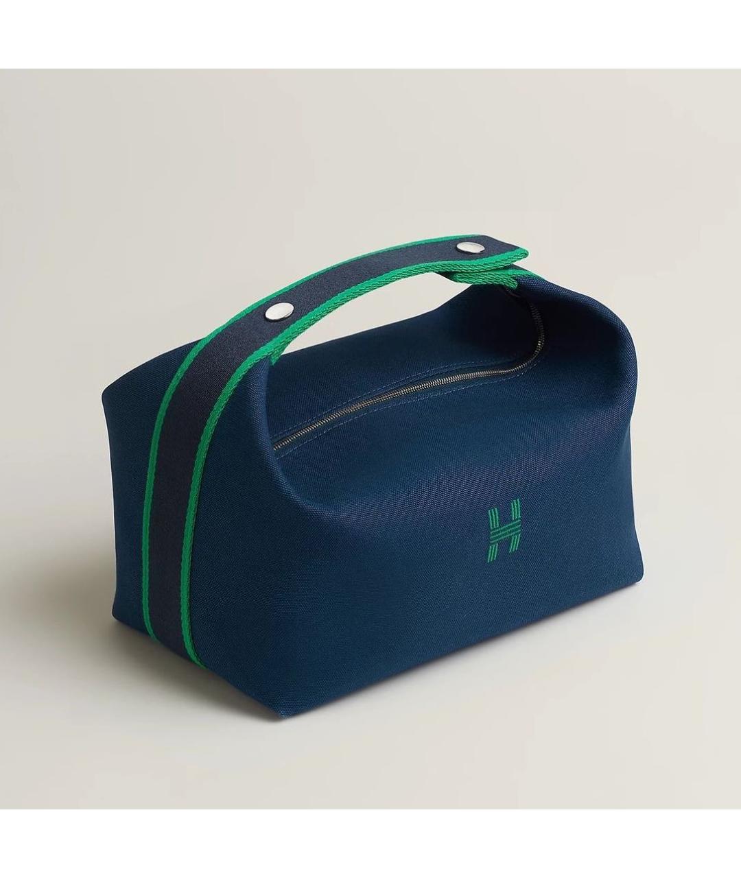 HERMES Темно-синяя косметичка, фото 4
