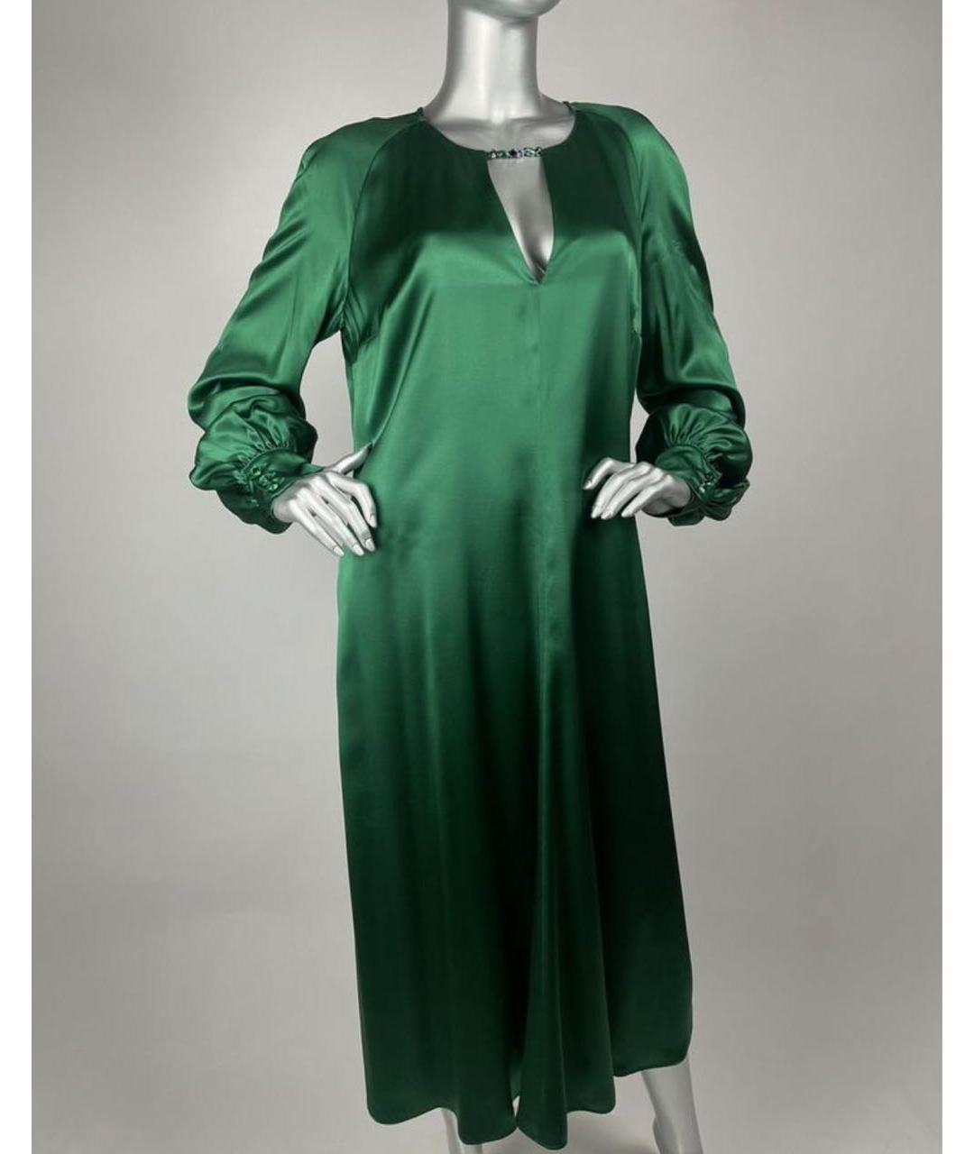 MAX MARA Зеленые шелковое вечернее платье, фото 6