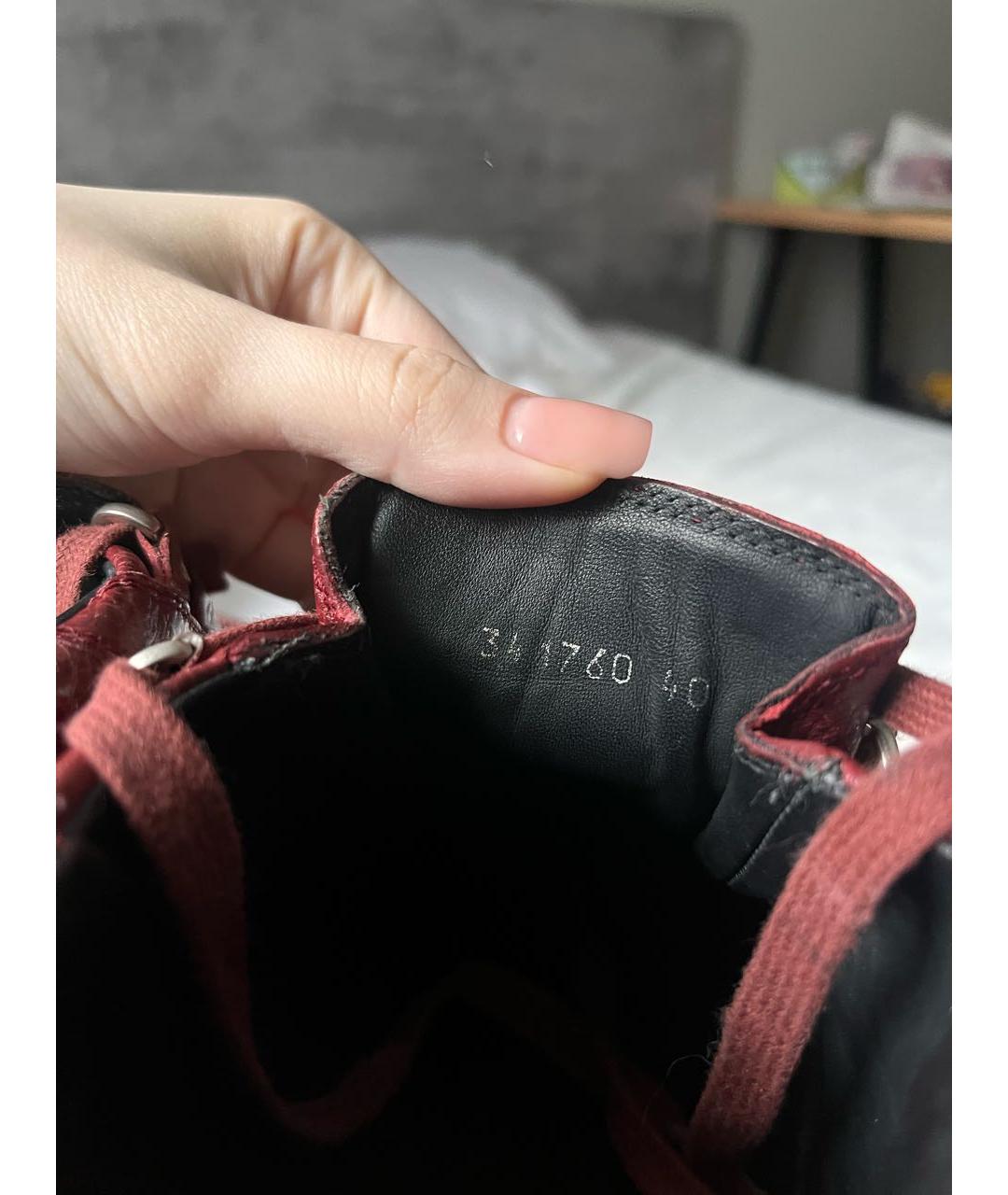 BALENCIAGA Бордовые кожаные высокие кроссовки / кеды, фото 8