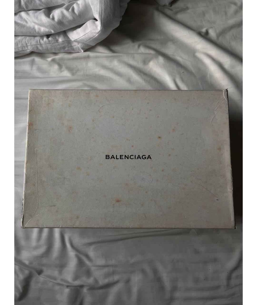 BALENCIAGA Бордовые кожаные высокие кроссовки / кеды, фото 6