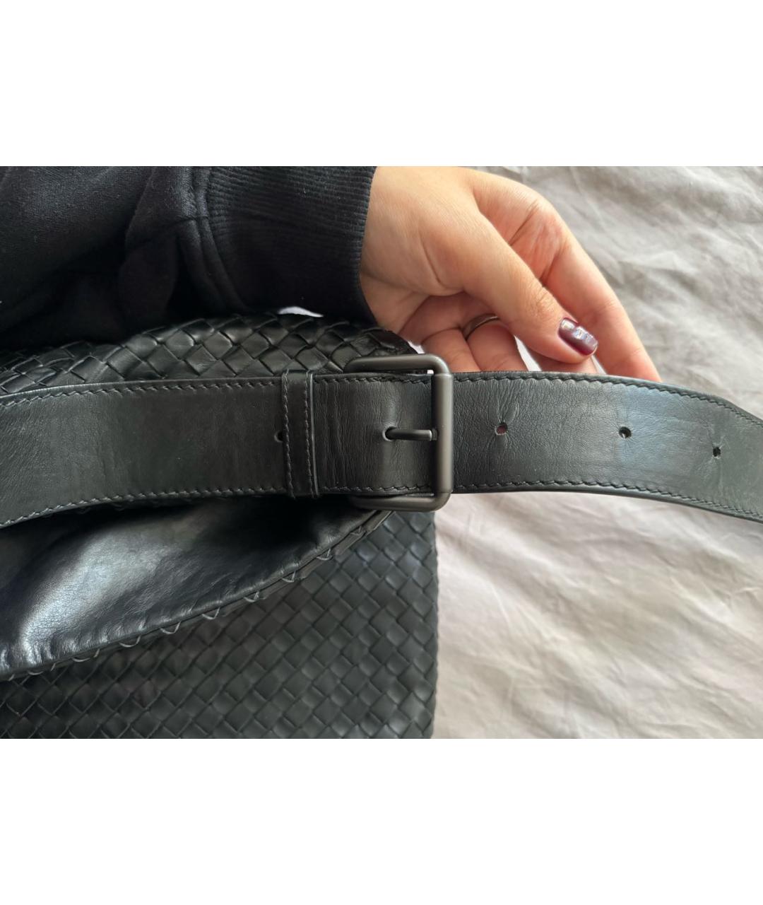 BOTTEGA VENETA Черная кожаная сумка на плечо, фото 8