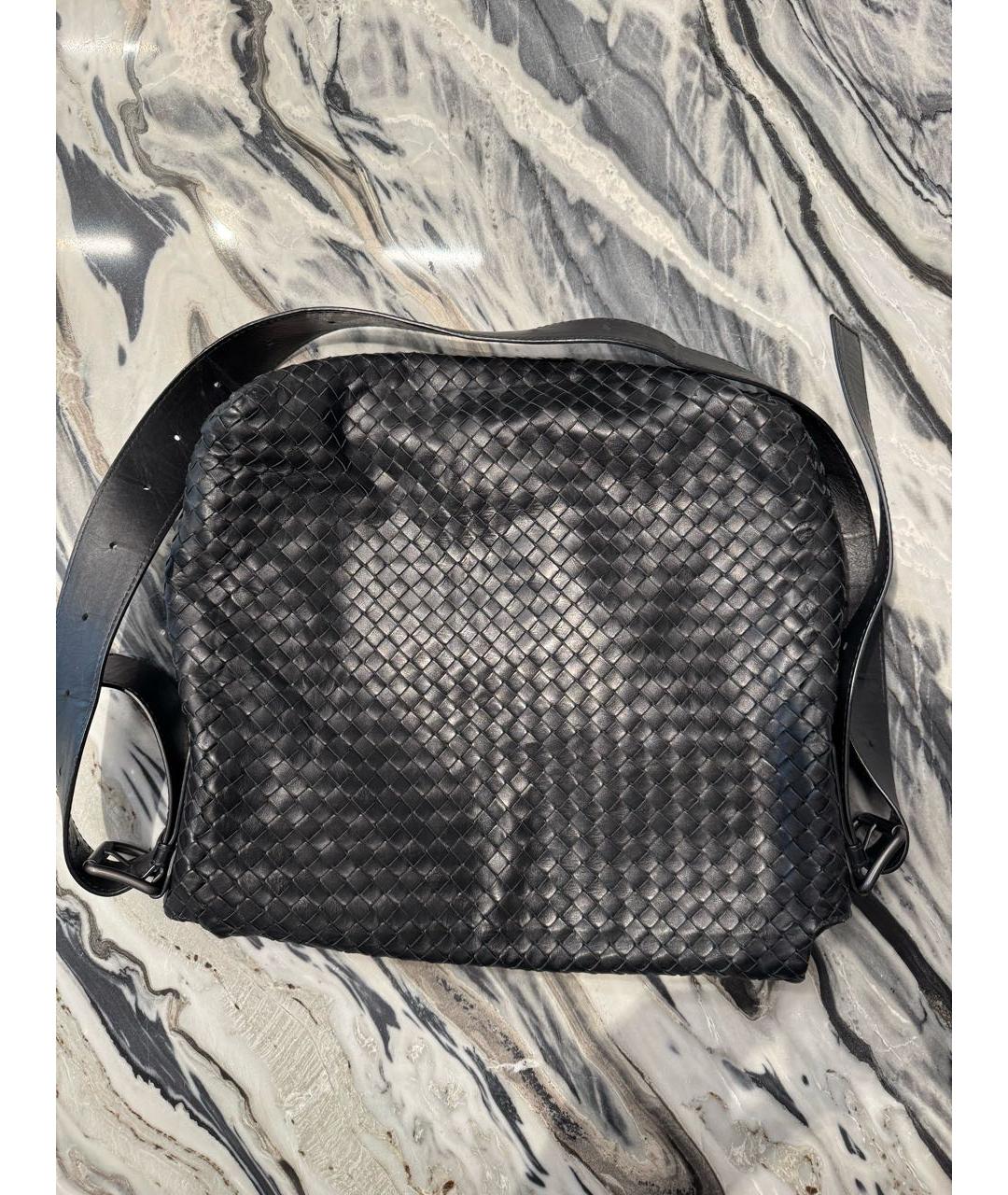 BOTTEGA VENETA Черная кожаная сумка на плечо, фото 7