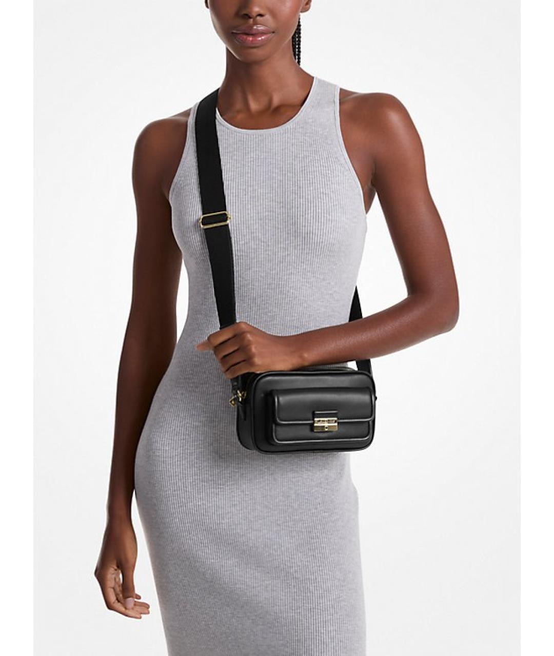 MICHAEL KORS Черная кожаная сумка через плечо, фото 2