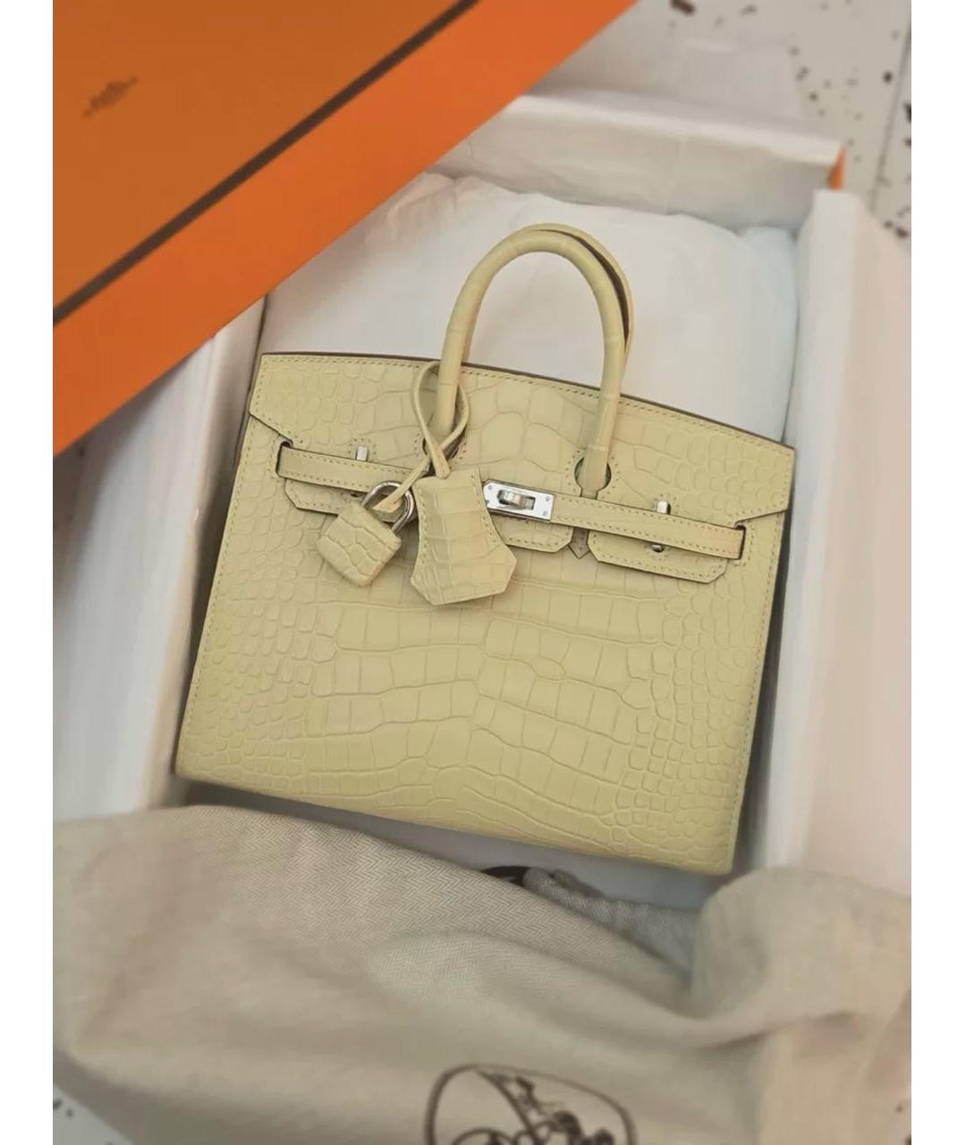 HERMES Бежевая сумка с короткими ручками из экзотической кожи, фото 8