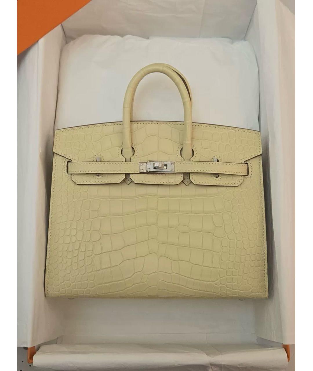 HERMES Бежевая сумка с короткими ручками из экзотической кожи, фото 9
