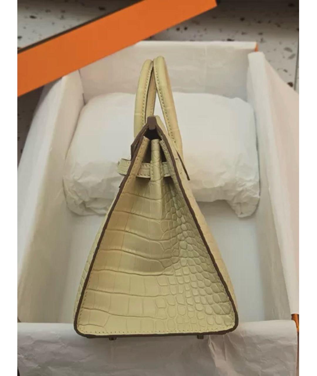 HERMES Бежевая сумка с короткими ручками из экзотической кожи, фото 4