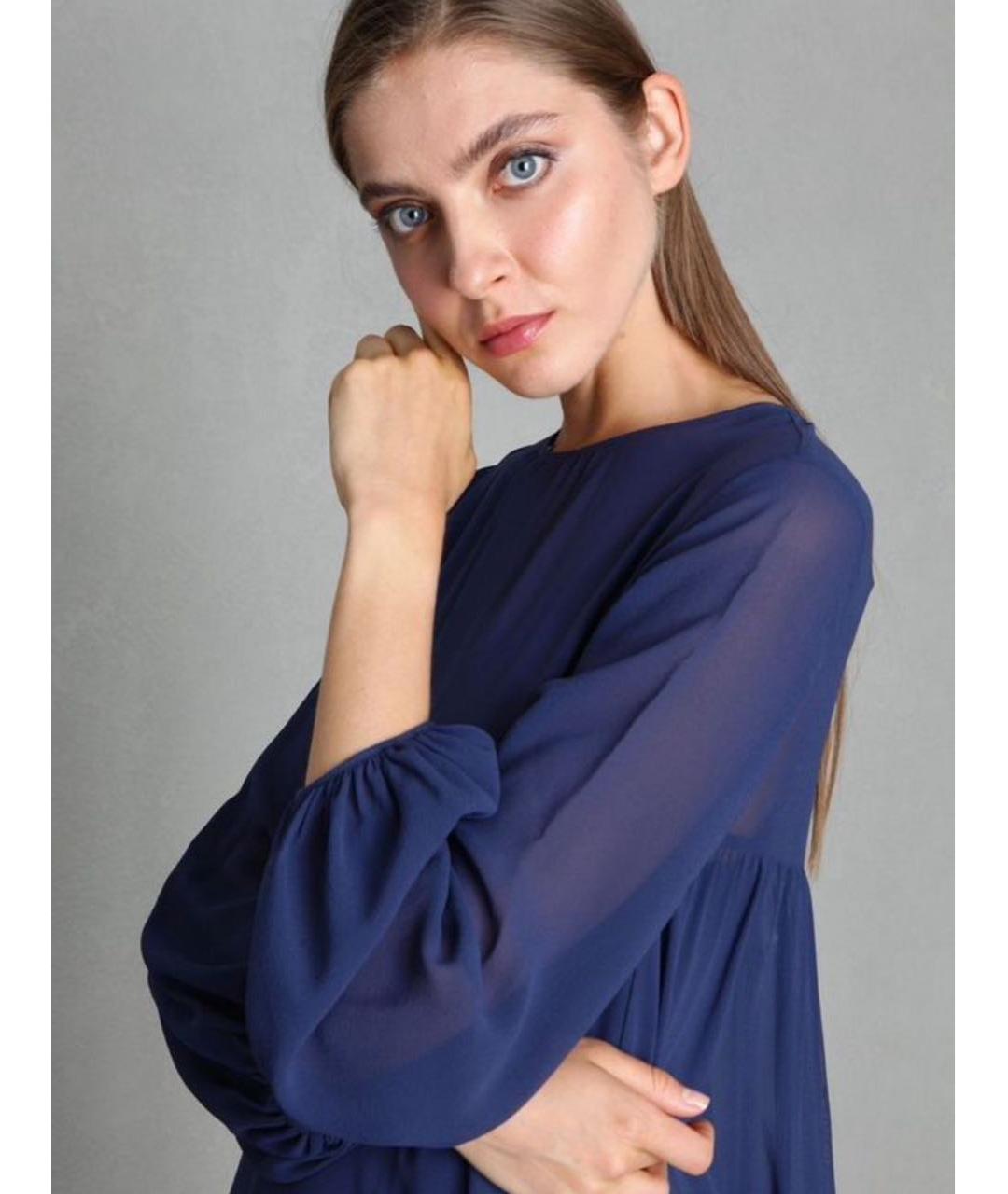 MAX MARA STUDIO Синее шелковое вечернее платье, фото 7