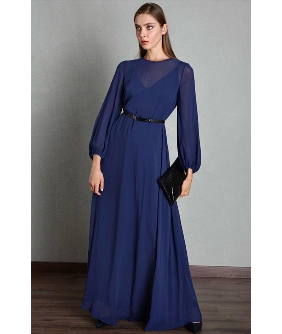 MAX MARA STUDIO Синее шелковое вечернее платье, фото 8