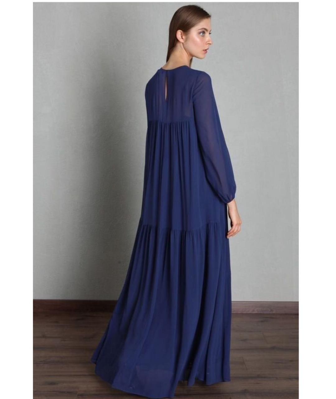 MAX MARA STUDIO Синее шелковое вечернее платье, фото 2