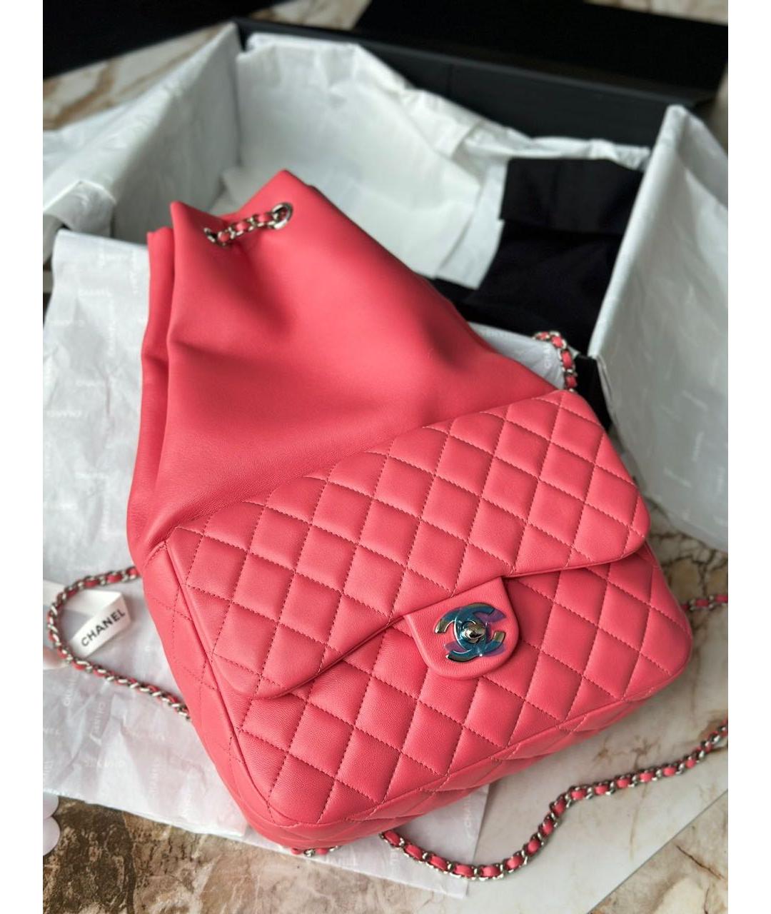 CHANEL Коралловый кожаный рюкзак, фото 3