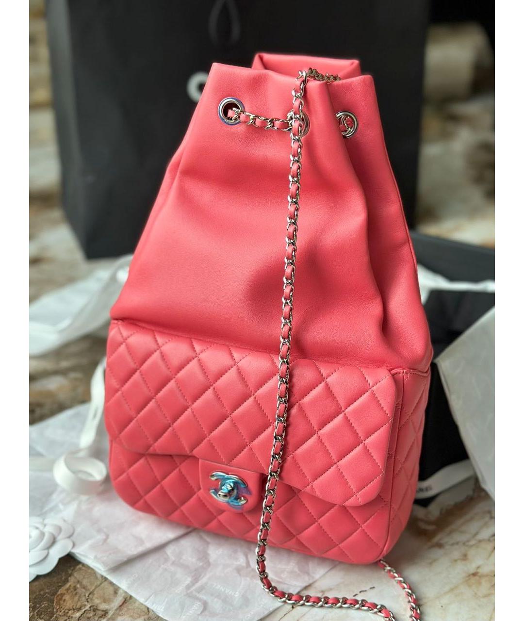 CHANEL Коралловый кожаный рюкзак, фото 6