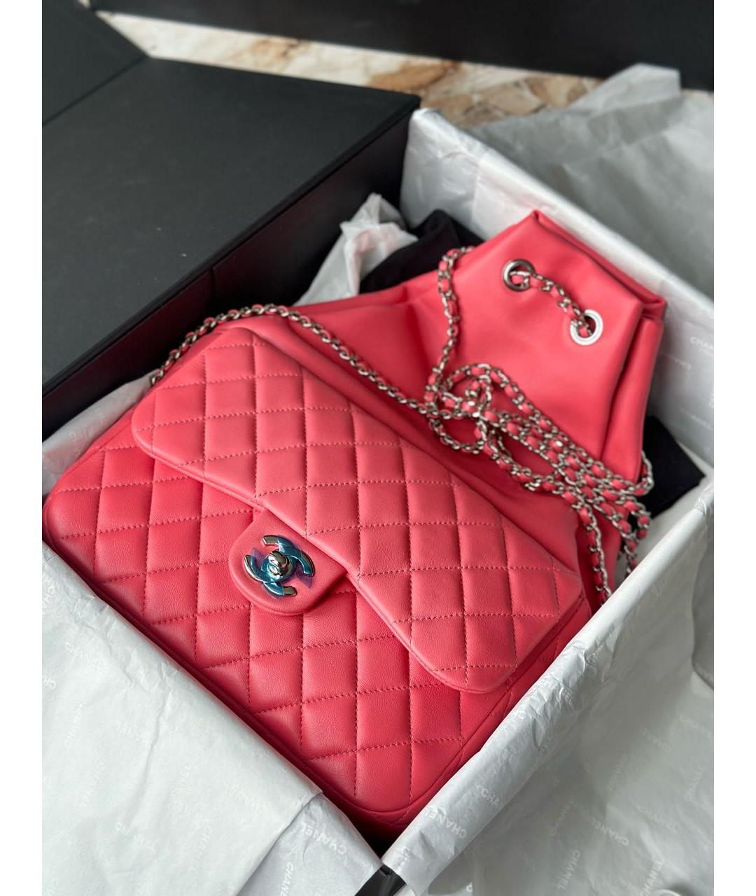 CHANEL Коралловый кожаный рюкзак, фото 2