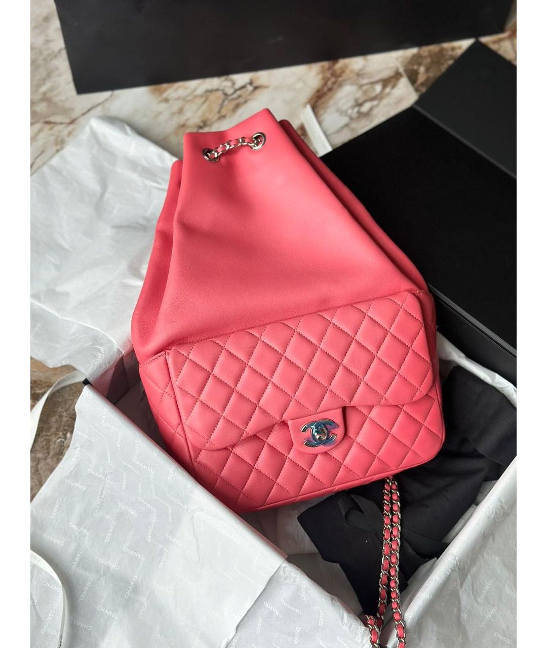 CHANEL Коралловый кожаный рюкзак, фото 4