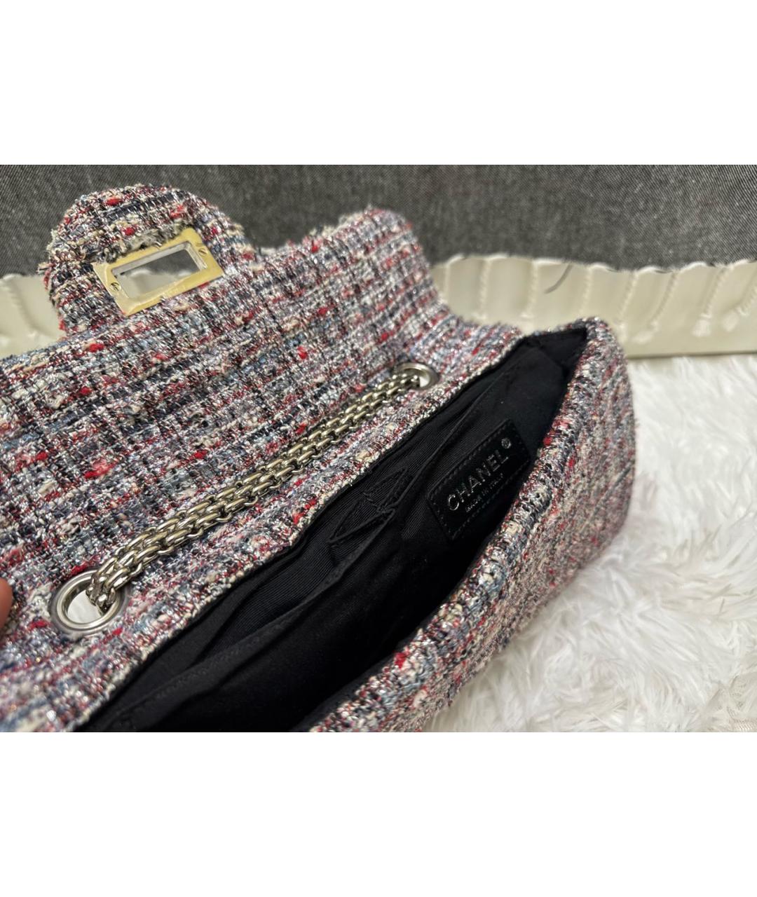 CHANEL Голубая твидовая сумка через плечо, фото 4
