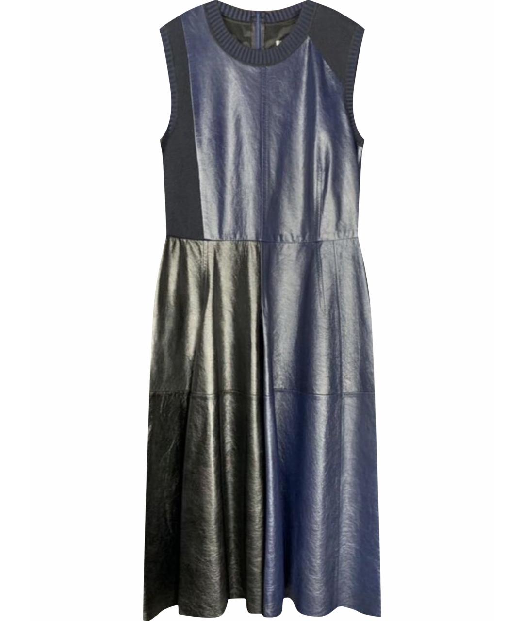 SPORTMAX Синее кожаное повседневное платье, фото 1