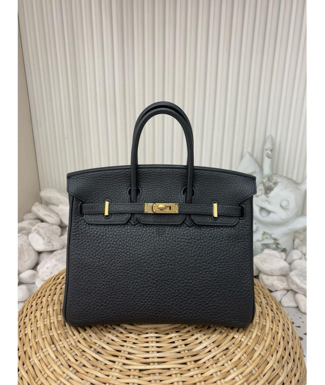 HERMES Черная кожаная сумка с короткими ручками, фото 9