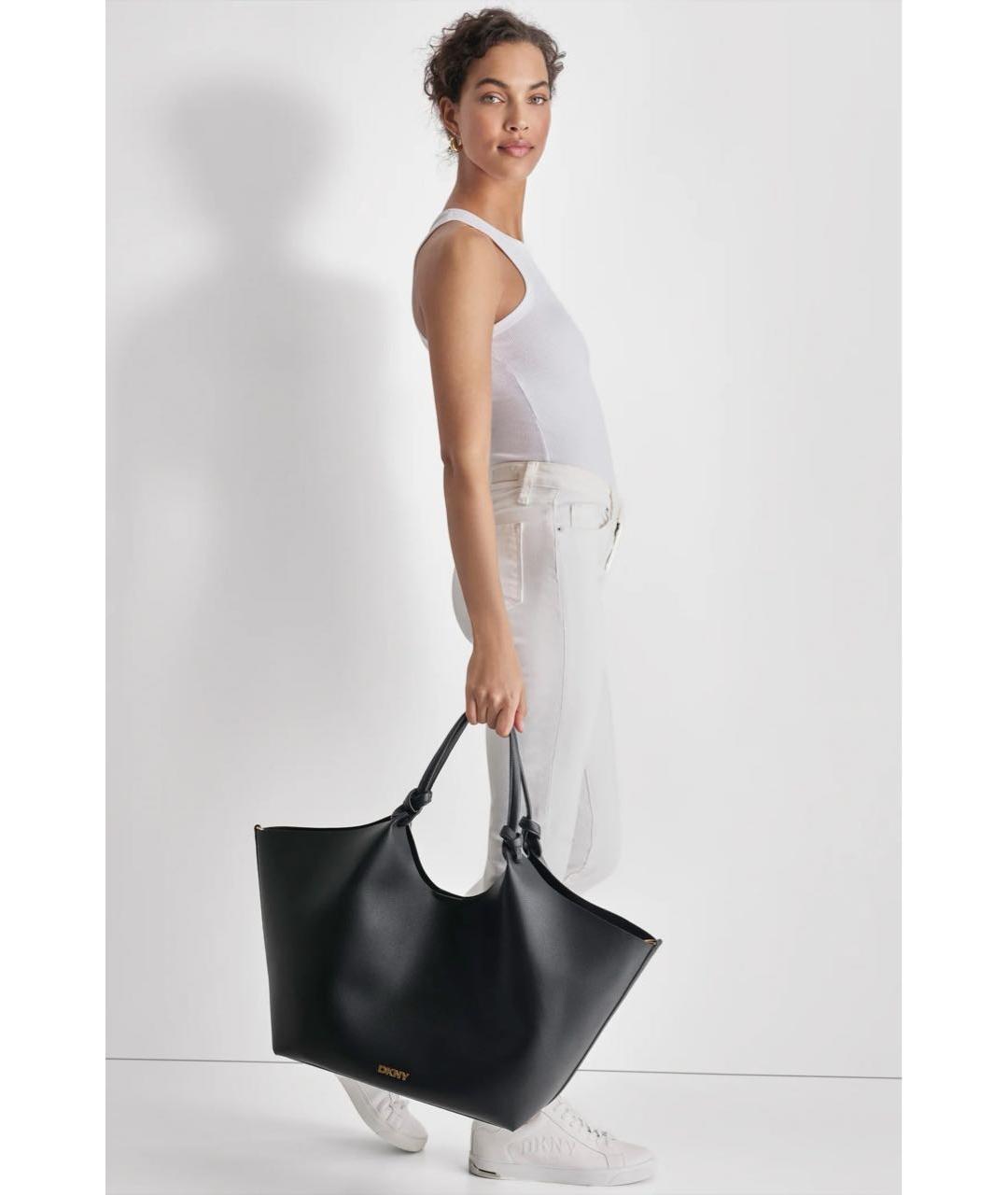 DKNY Черная сумка тоут из искусственной кожи, фото 5