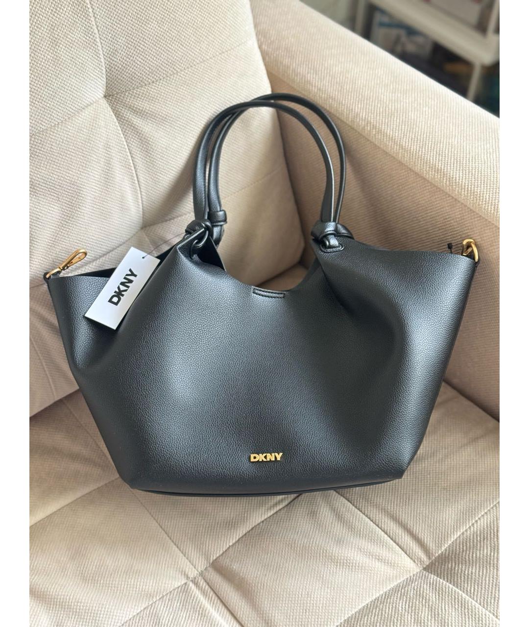 DKNY Черная сумка тоут из искусственной кожи, фото 6