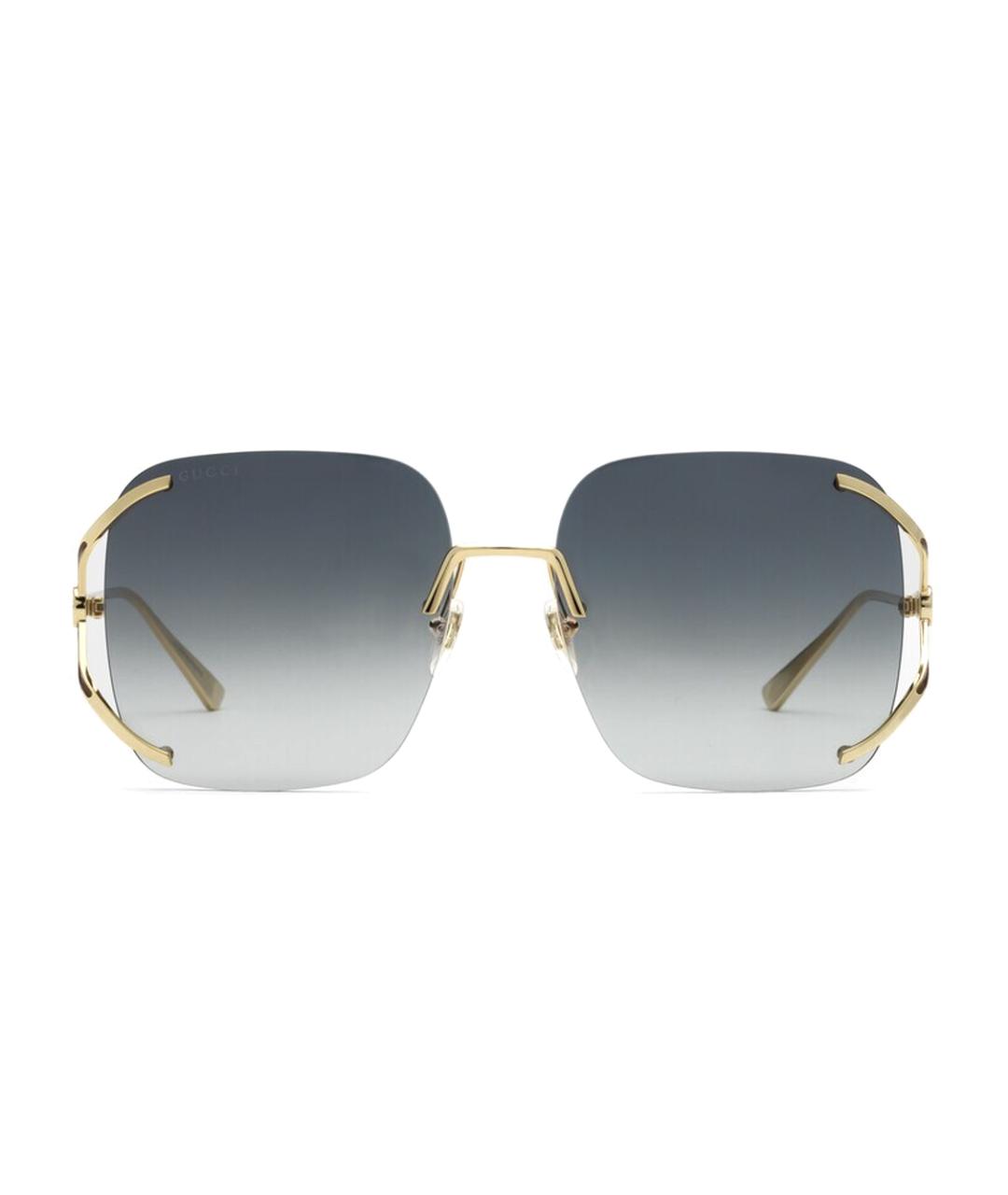 GUCCI Золотые металлические солнцезащитные очки, фото 1
