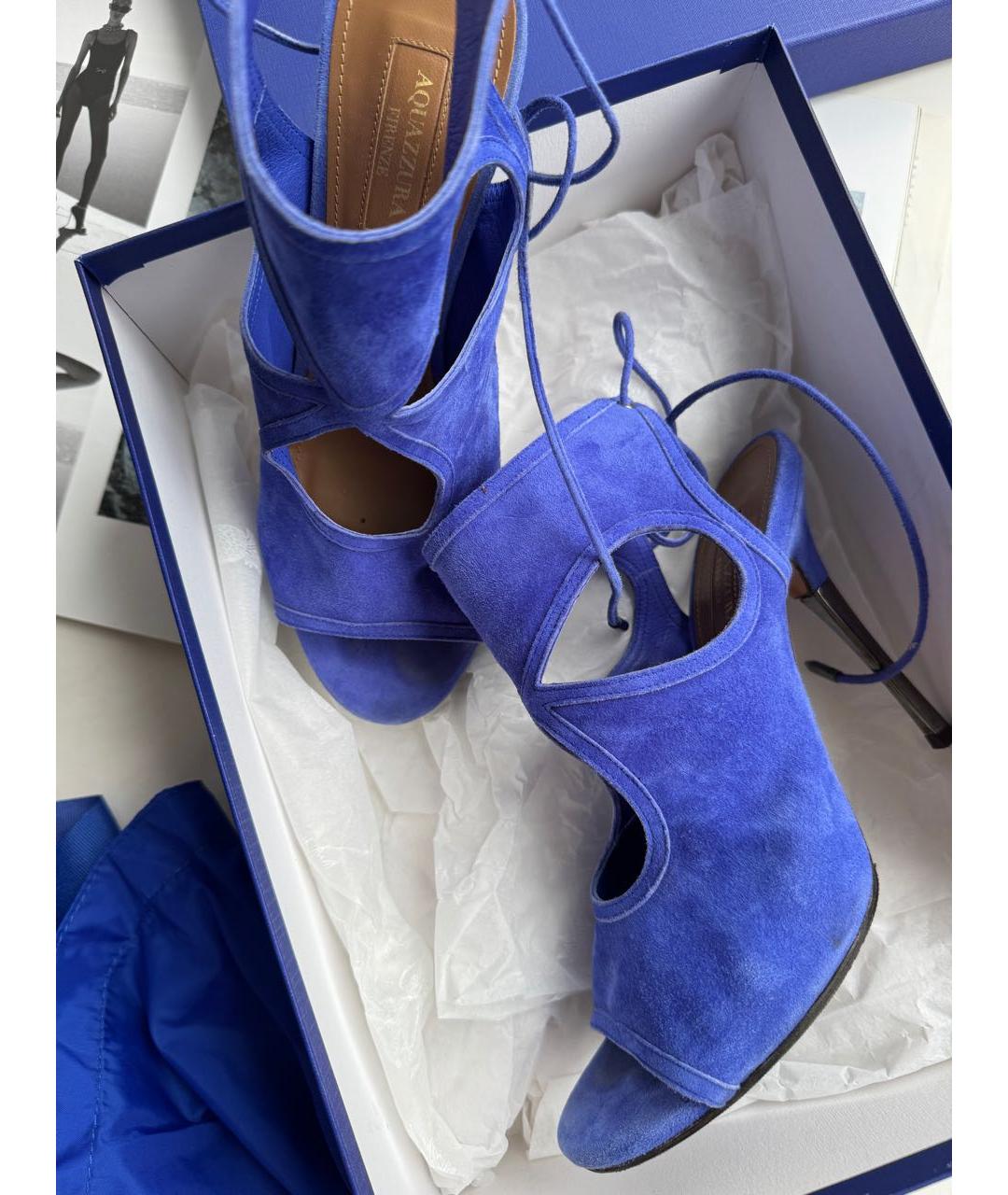 AQUAZZURA Синие замшевые босоножки, фото 5