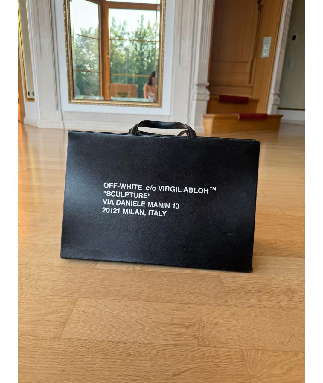 OFF-WHITE Черная кожаная сумка тоут, фото 2
