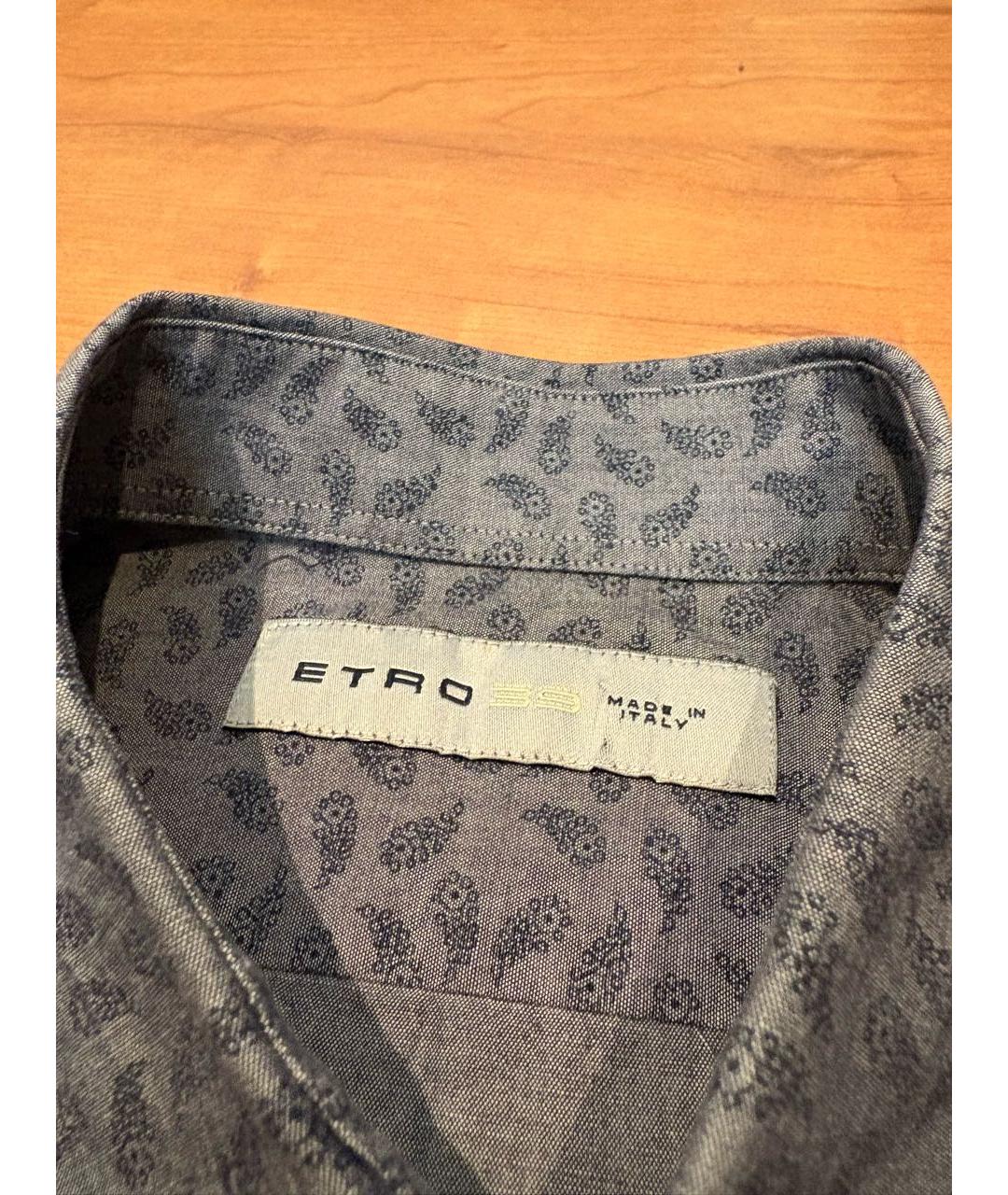 ETRO Серая хлопковая кэжуал рубашка, фото 4