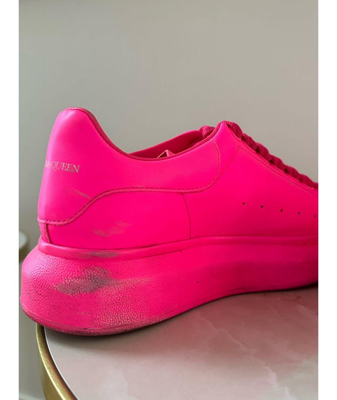 ALEXANDER MCQUEEN Фуксия кожаные кеды, фото 5