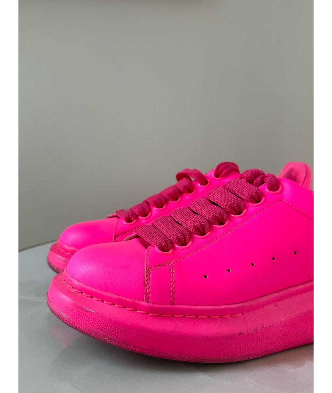 ALEXANDER MCQUEEN Фуксия кожаные кеды, фото 2