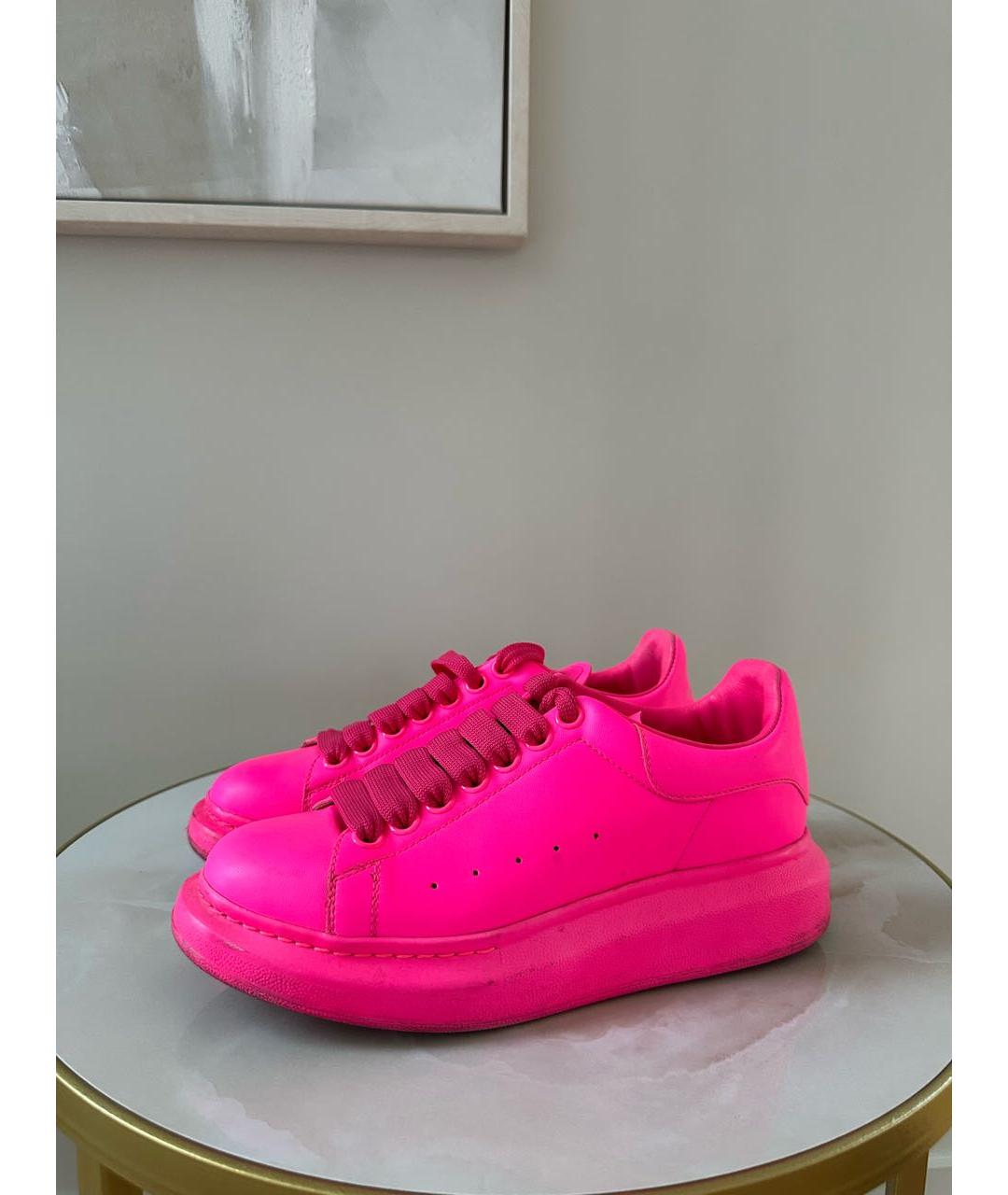 ALEXANDER MCQUEEN Фуксия кожаные кеды, фото 7
