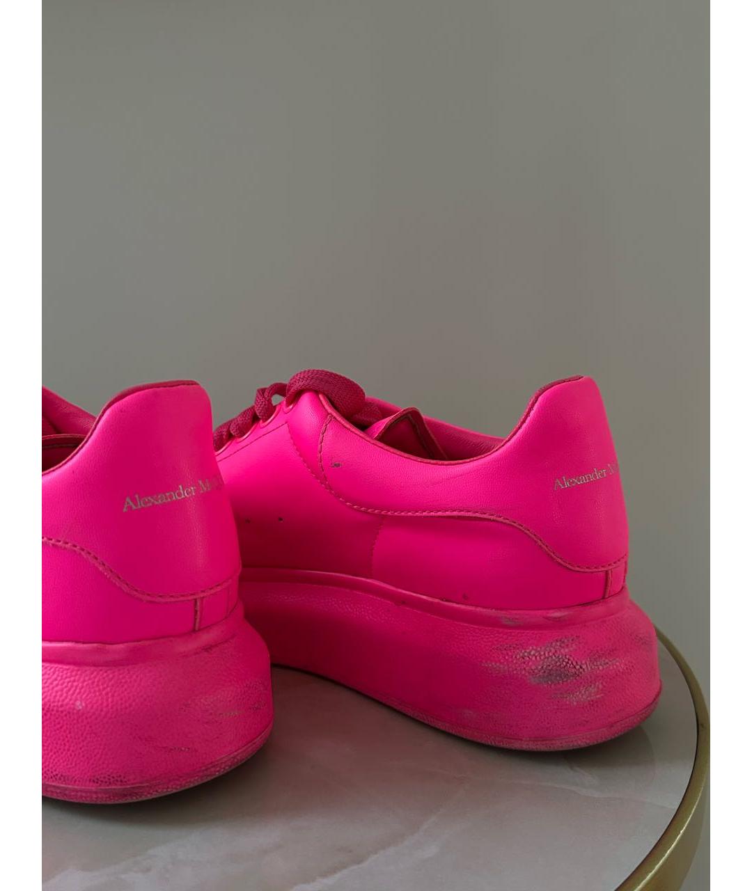 ALEXANDER MCQUEEN Фуксия кожаные кеды, фото 3