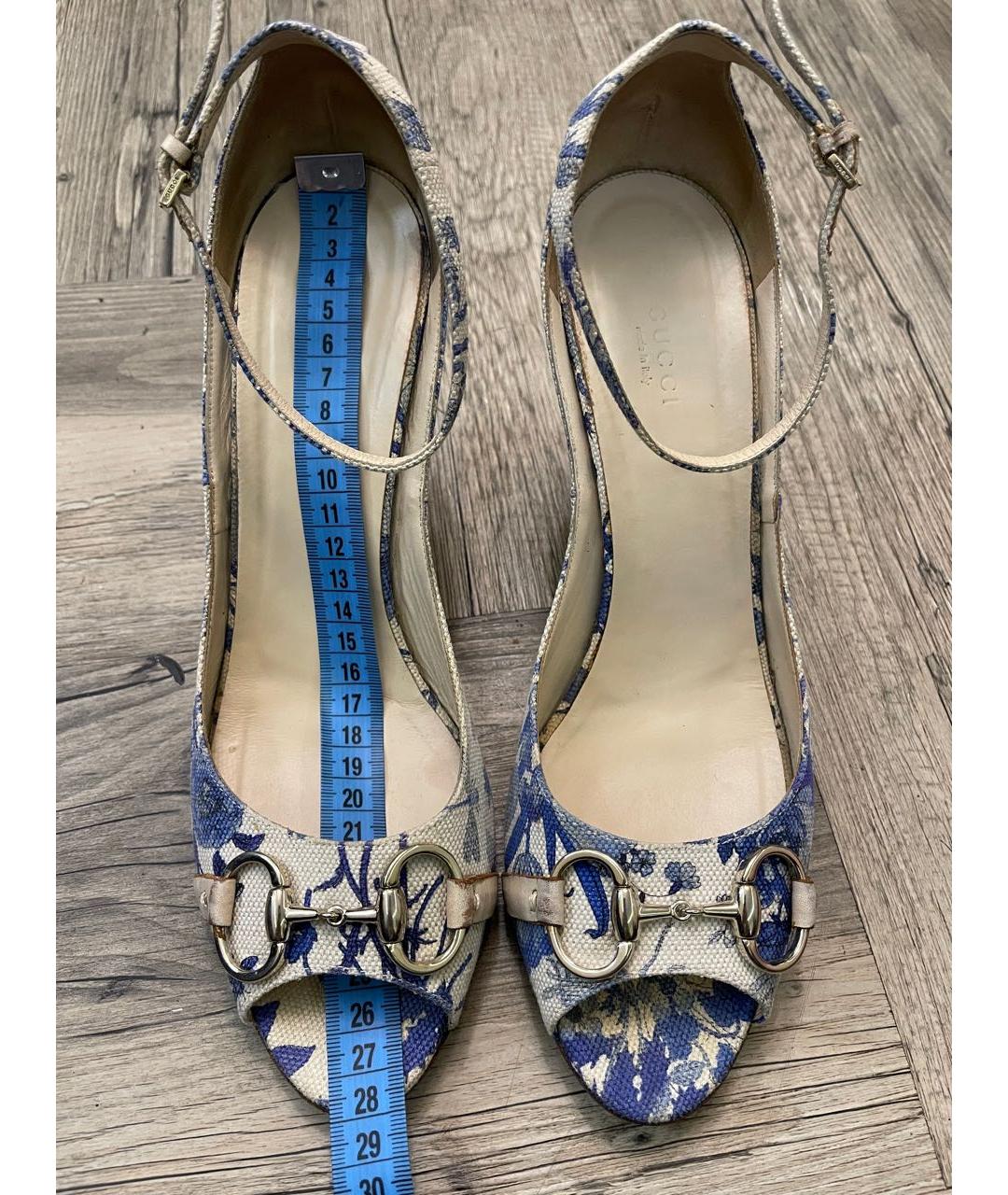 GUCCI Голубые текстильные босоножки, фото 7