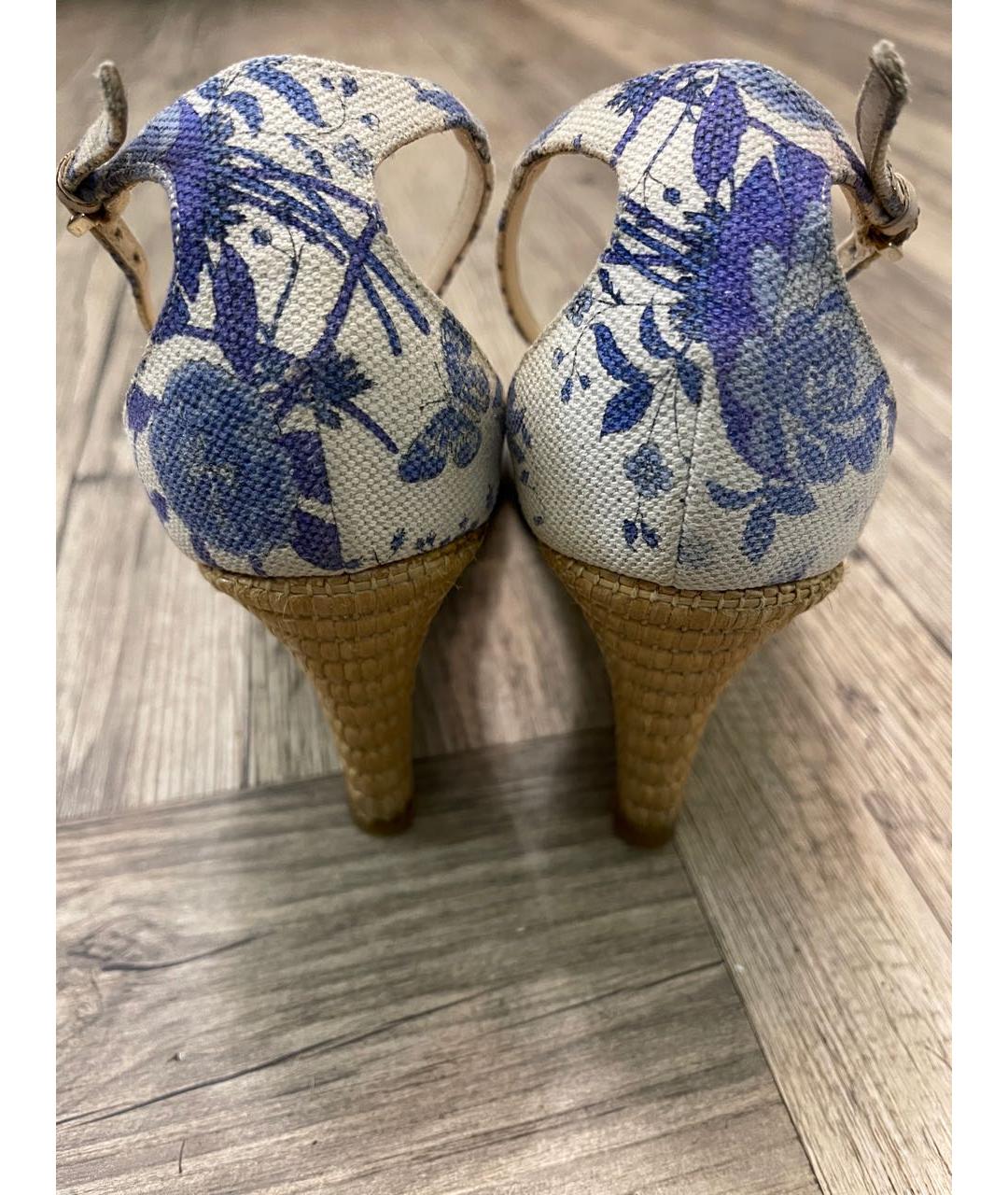 GUCCI Голубые текстильные босоножки, фото 3