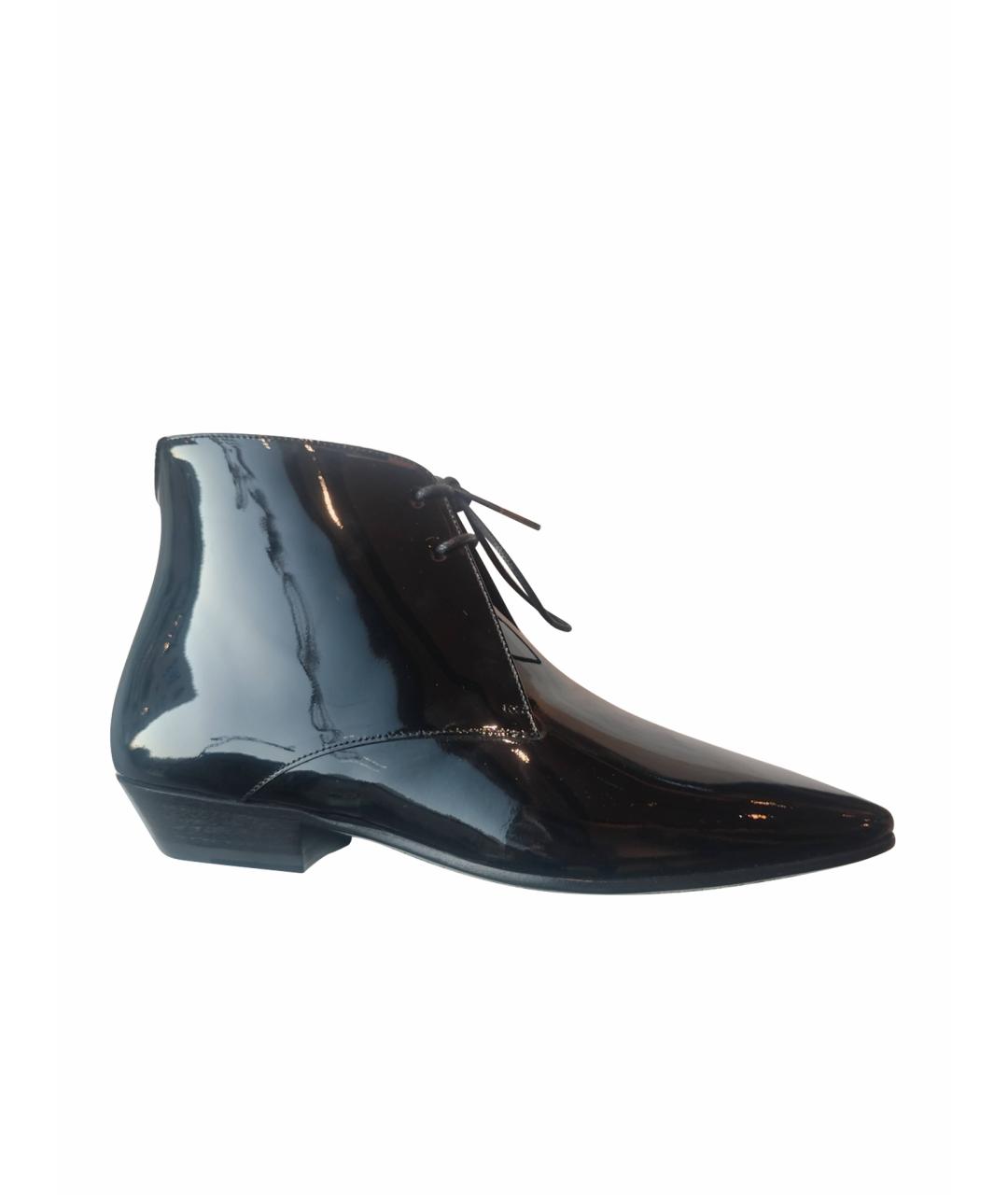 SAINT LAURENT Черные полусапоги из лакированной кожи, фото 1