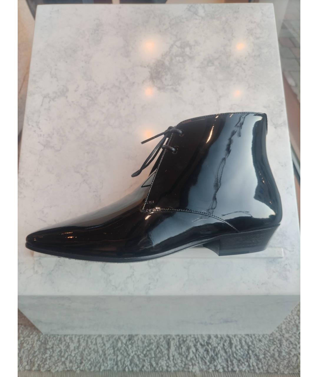 SAINT LAURENT Черные полусапоги из лакированной кожи, фото 5
