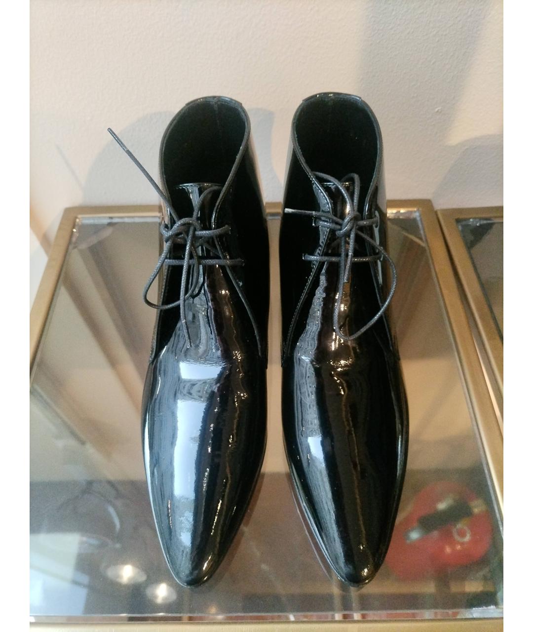SAINT LAURENT Черные полусапоги из лакированной кожи, фото 2